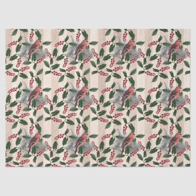 Papier Mousseline La page Découpage des baies et des oiseaux de Noël (Recto)