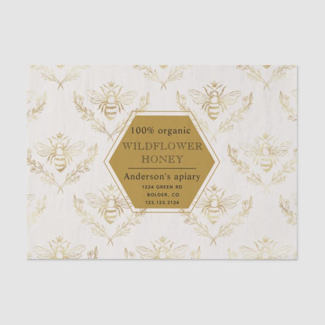 Papier Mousseline La reine vintage d'or a été monogramme (Recto)