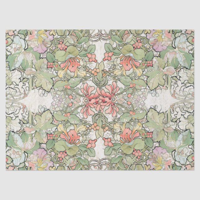 Papier Mousseline La rose trémière de Nouveau d'art de Mucha fleurit (Recto)