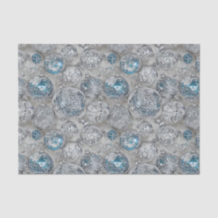 Papier Mousseline La série de boules de Noël bleues et argentées Des
