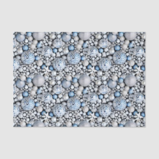 Papier Mousseline La série de boules de Noël bleues et argentées Des