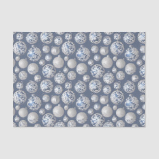 Papier Mousseline La série de bulbes de Noël bleu et argent Design 1