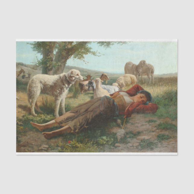 Papier Mousseline La Siesta de la Goatherder Girl (par Carlo Ademoll (Recto)