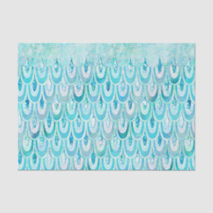 Papier Mousseline La sirène brillante turquoise bleue mesure des