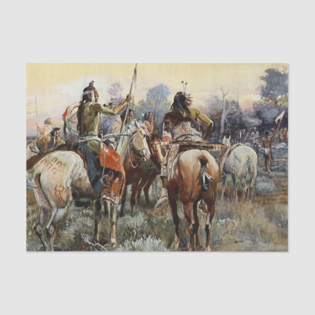 Papier Mousseline "La Trêve" Art occidental de Charles M Russell (Recto)