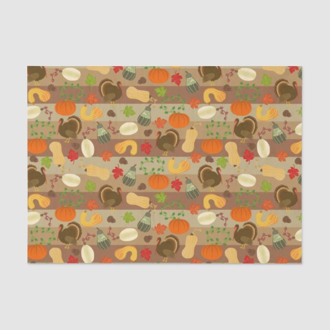 Papier Mousseline La Turquie de Thanksgiving Squash Motif de récolte (Recto)