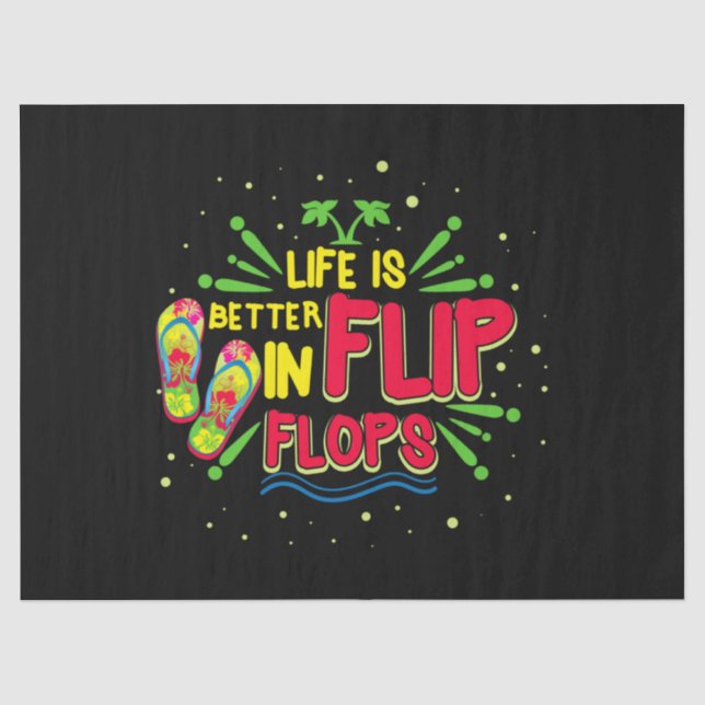 Papier Mousseline La Vie Est Mieux En Flip Flops Vacances D'Été (Recto)