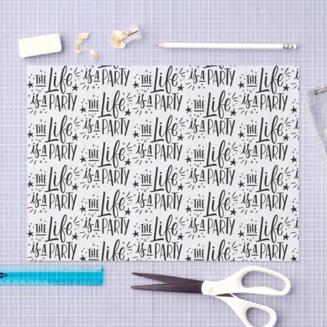 Papier Mousseline "La vie est une fête" Tissu Papier - Cadeau gai (Artisanat)