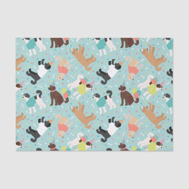 Papier Mousseline Labradoodle / Goldendoodle Anniversaire Party (Recto)