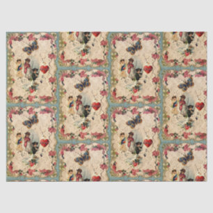PAPIER MOUSSELINE LACE ANTIQUE VALENTINE, CUPIDE, AMOUREUX ET BOUTTE