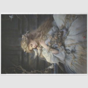 Papier Mousseline Lady Bird en robe bleue découpage