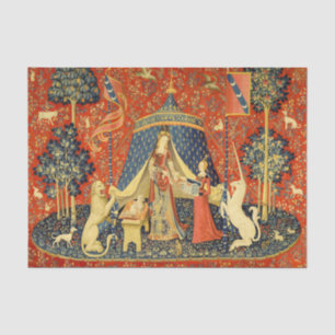 Papier Mousseline Lady et l'art de la Tapisserie médiévale Unicorn