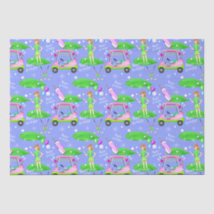 Papier Mousseline Lady Golf Thème Joyeux Anniversaire