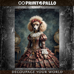 Papier Mousseline Lady Poodle en robe noble élégante