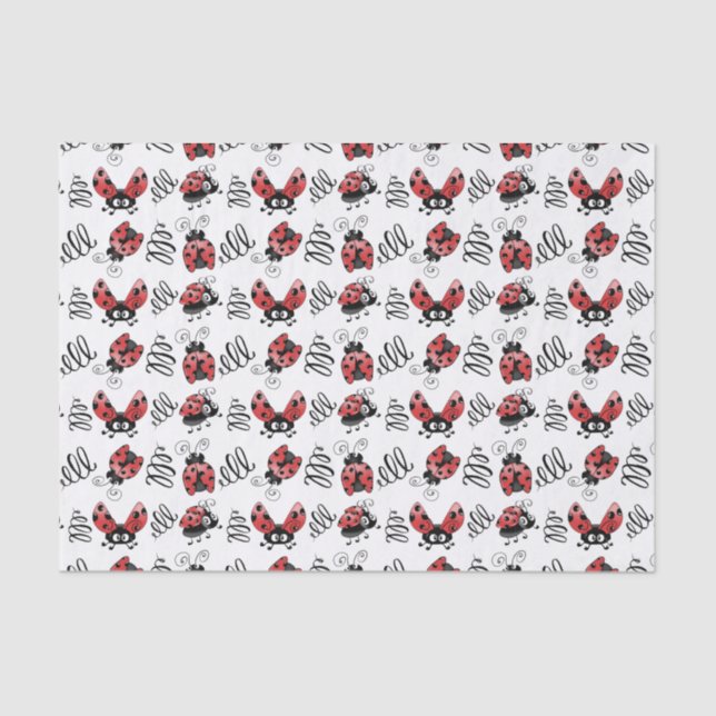 Papier Mousseline Ladybugs Whimsical et Squiggles (Recto)