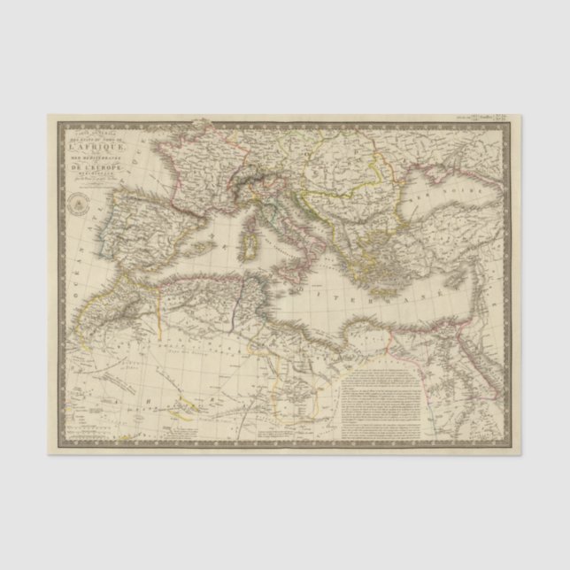 Papier Mousseline L'Afrique du Nord, la mer Méditerranée (Recto)