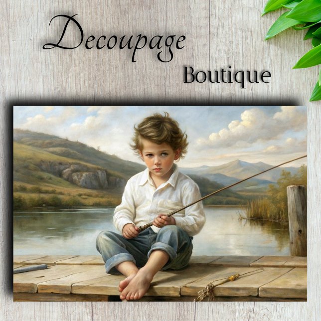 Papier Mousseline Lakeside Reverie Young Angler's Tale Decoupage (Lakeside Reverie Young Angler's Dale Decoupage Tissue Paper By Decoupage Boutique)