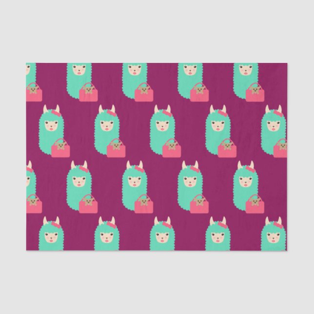 Papier Mousseline Lama Girly Emoji (Recto)