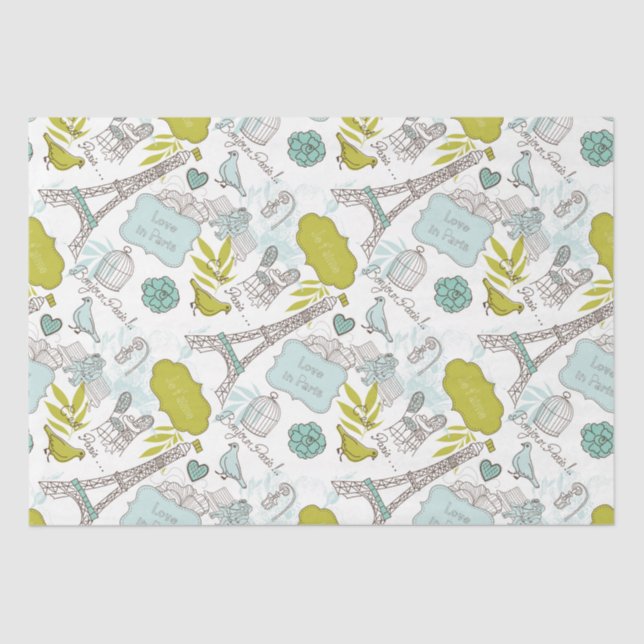 Papier Mousseline L'amour à Paris Motif (Recto)