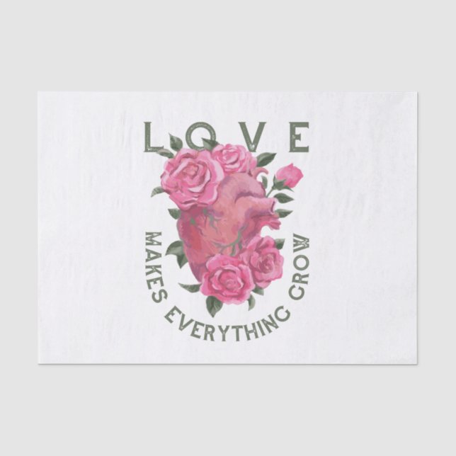 Papier Mousseline L'amour fait tout grandir - Art Floral Romantique (Recto)