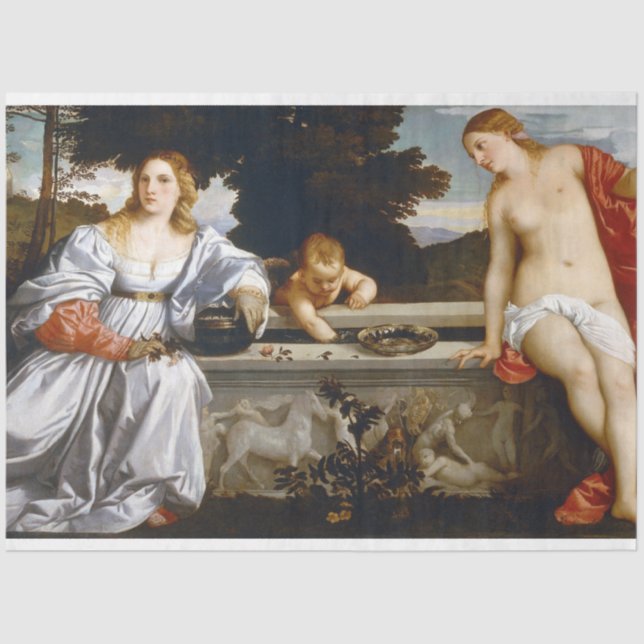 Papier Mousseline L'amour sacré et profane, Tiziano Vecelli, 1515 (Recto)
