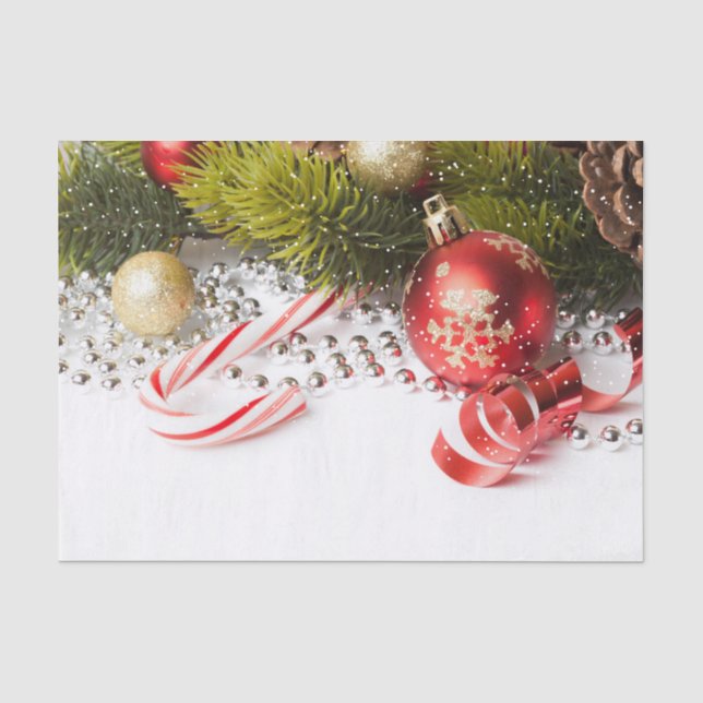 Papier Mousseline Lanternes Et Perle De La Branche De Pins De Noël (Recto)