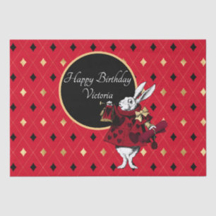 Papier Mousseline Lapin blanc à l'anniversaire rouge