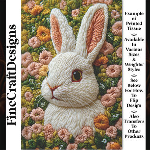 Papier Mousseline Lapin Blanc Brodé Réaliste BZ7 Découpage