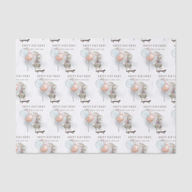 Papier Mousseline Lapin cool Sur Skateboard Tissu Papier (Recto)
