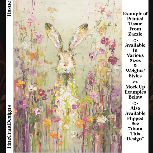 Papier Mousseline Lapin dans l'ombre des Fleurs sauvages Découpage E (Créateur téléchargé)