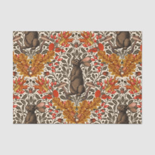 Papier Mousseline Lapin d'automne sur blanc