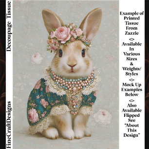 Papier Mousseline Lapin de conte de fées en robe florale EV8R Découp