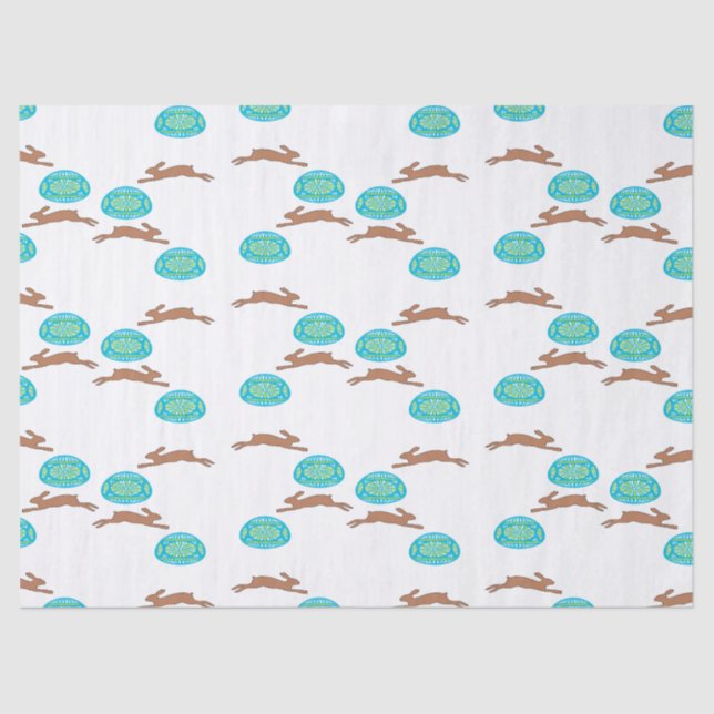 Papier Mousseline lapin de Pâques et oeufs en blanc (Recto)