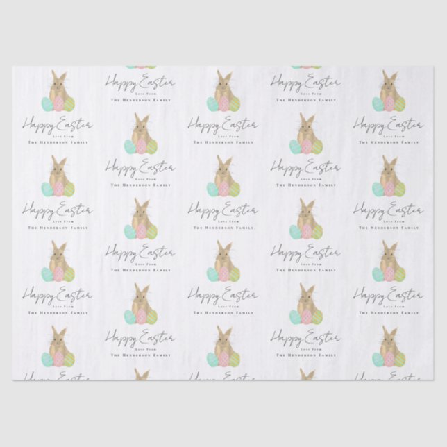 Papier Mousseline Lapin de Pâques personnalisé aquarelle (Recto)