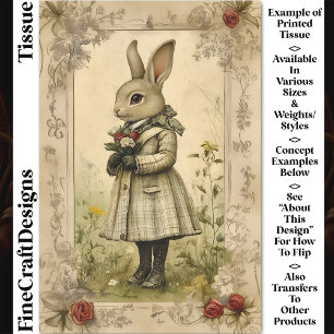 Papier Mousseline Lapin habillé de fantaisie, Fleurs CK3 Découpage