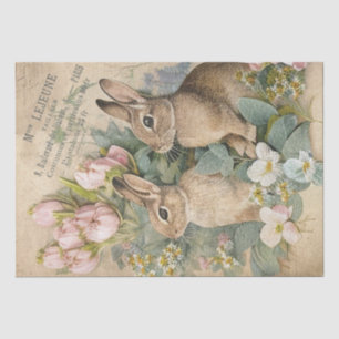 Papier Mousseline Lapin Lapin Brown Shabby Floral Découpage Français