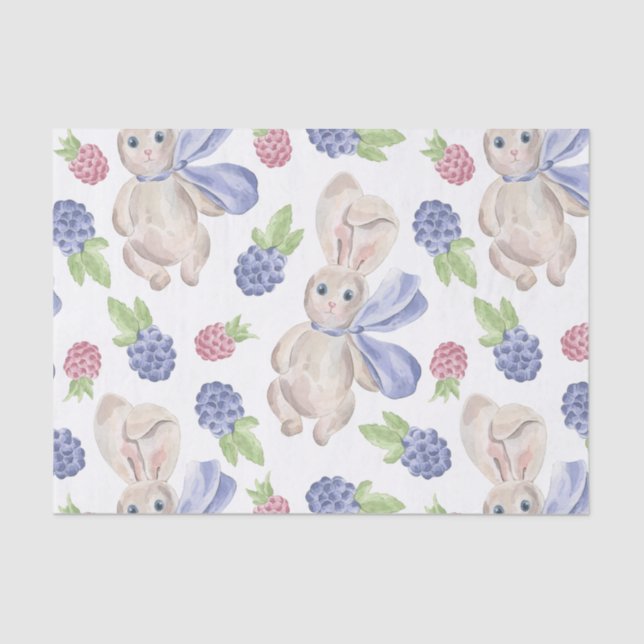 Papier Mousseline Lapin lapin Fairytale avec Motif Floral (Recto)