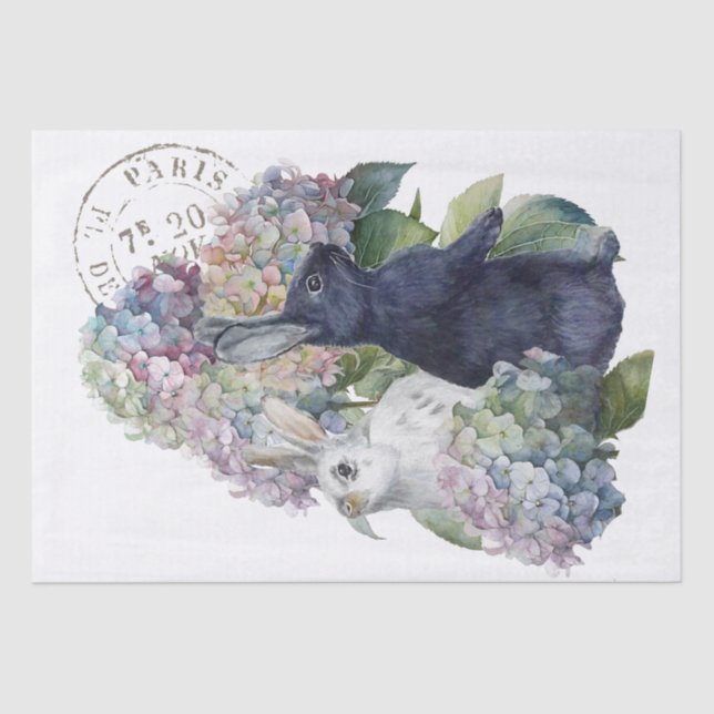 Papier Mousseline Lapin Lapin Hydrangea Fleur French Postmark (Recto)