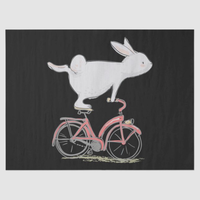 Papier Mousseline Lapin Mignonne Sur Vélo Vélo Vélo Vélo Vélo (Recto)