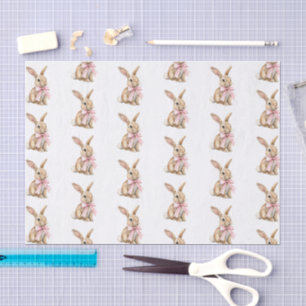 Papier Mousseline Lapins de Pâques au Ruban Rose Anniversaire