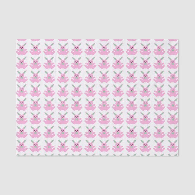 Papier Mousseline Lapins de Pâques roses drôles (Recto)