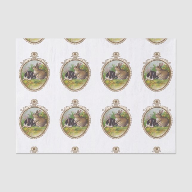 Papier Mousseline Lapins de Pâques vintages (Recto)