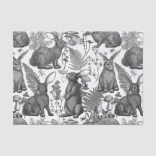 Papier Mousseline Lapins et flore boisée2 Papier de tissus