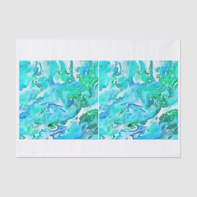 Papier Mousseline L'aquarelle de vagues d'eaux d'océan verdit le (Recto)