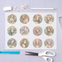 Large Pastel Watercolor Floral Mermaid Decoupage