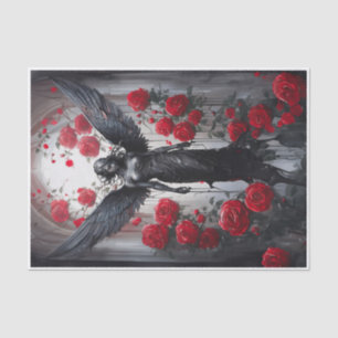 Papier Mousseline Larmes d'ange sombre, divinité et roses rouges