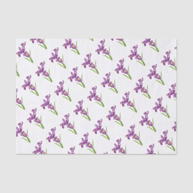 Papier Mousseline L'art botanique floral violet d'Iris (Recto)