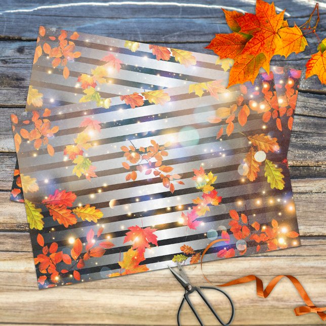 Papier Mousseline L'Automne Magique Laisse Sur Des Bandes Argent Et  (Créateur téléchargé)