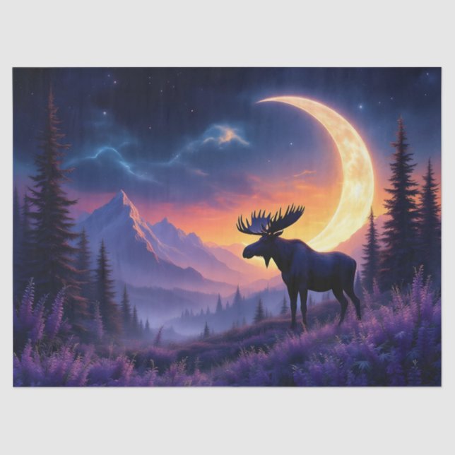 Papier Mousseline Lavande de lune crescent d'orignal nocturne (Recto)