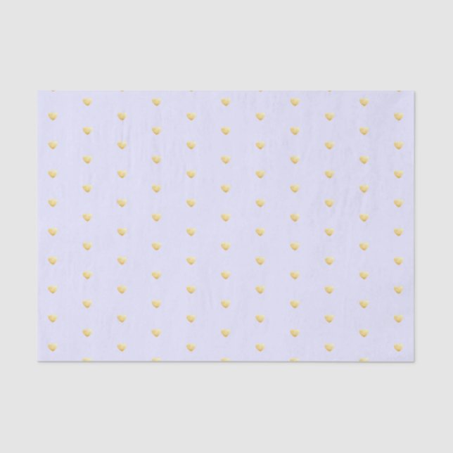 Papier Mousseline Lavande et Gold Hearts Faux Foil Motif (Recto)